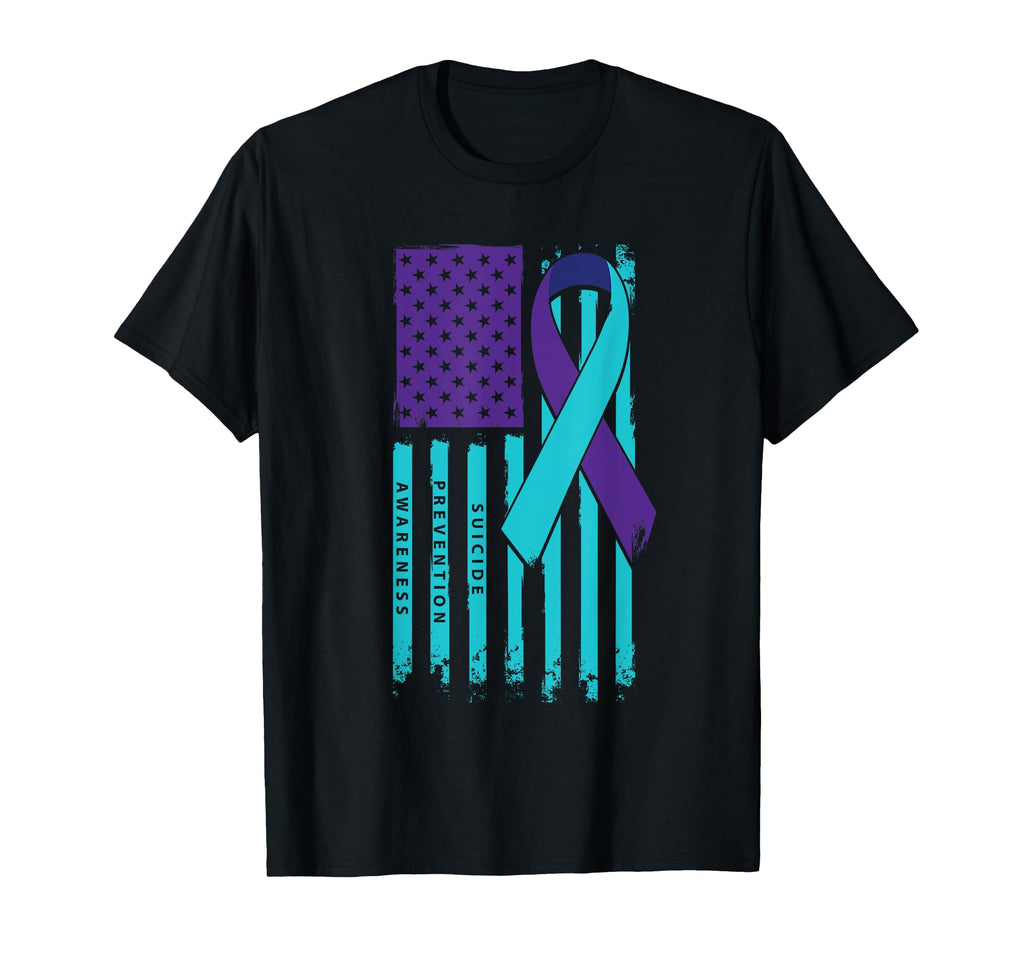 American Flag Ribbon Suicide Awareness T-Shirt - Streetwear Style Unisex - T-Shirt, Sweatshirt, Hoodie