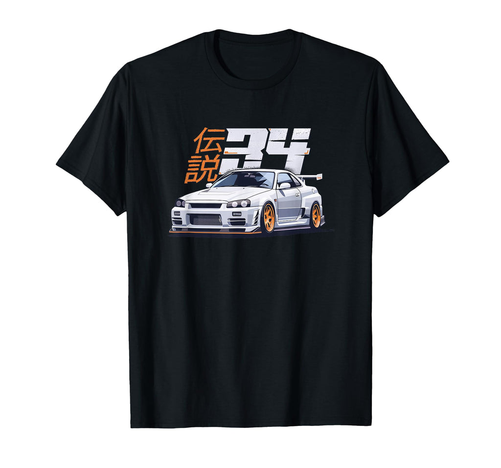 White Legendary 34 Jdm Car T-Shirt - Novelty Apparel for Adults - T-Shirt, Sweatshirt, Hoodie