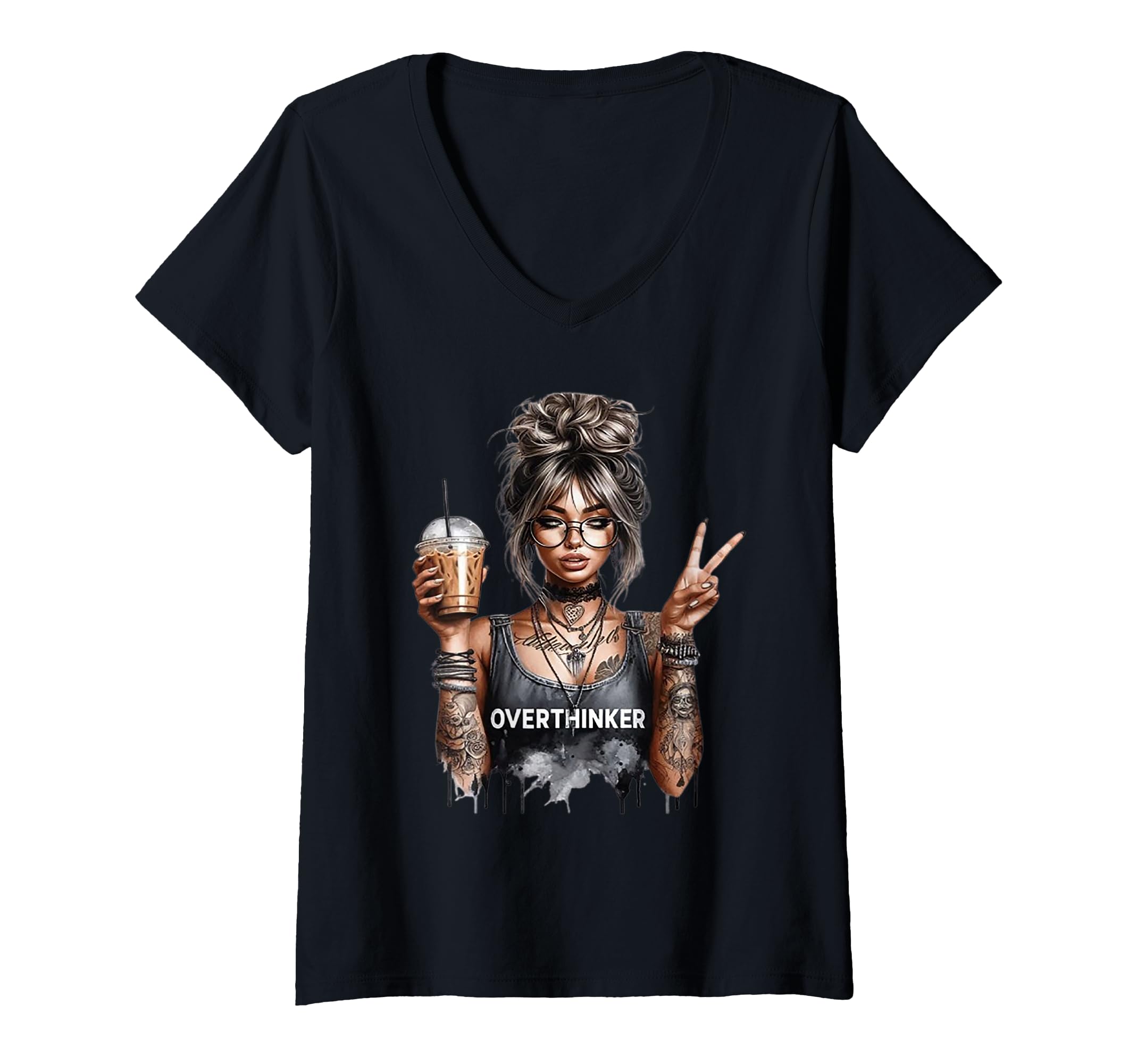 Womens Overthinker V Neck T-Shirt - Novelty Apparel Men Women - T-Shirt, Sweatshirt, Hoodie