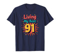 Living My Best 91 Birthday Gift T-Shirt - Minimalist Print for Adults - T-Shirt, Sweatshirt, Hoodie