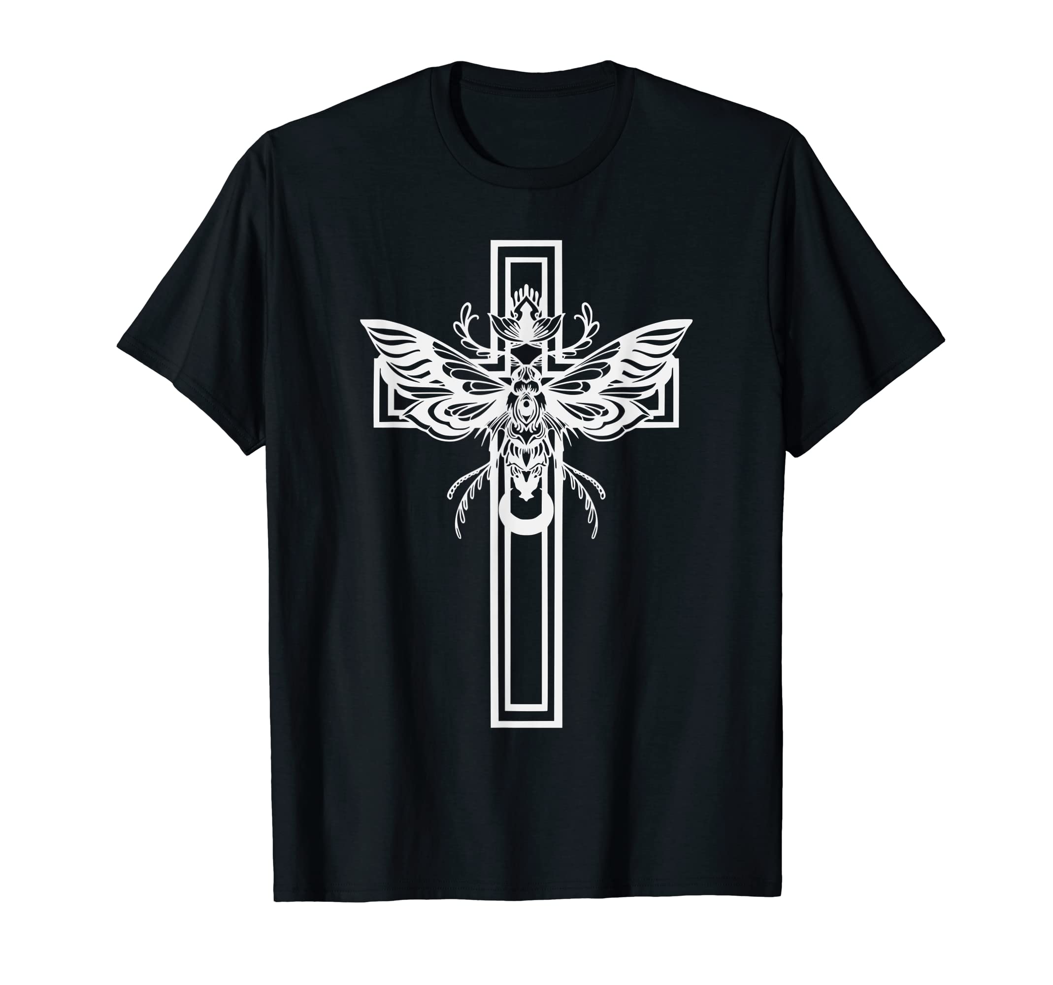 Sacred Cross Moth Goth Horror T-Shirt - Aesthetic Graphic for Adults - T-Shirt, Sweatshirt, Hoodie