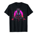 Synthwave Cat Samurai Mediation T-Shirt - Custom Art Print Unisex - T-Shirt, Sweatshirt, Hoodie