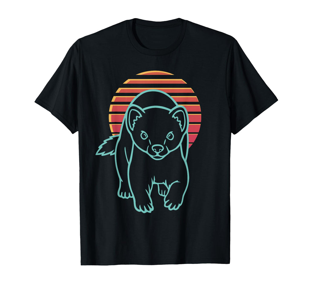 Weasel Lover Animal Synthwave 80S T-Shirt - Fun Novelty Design for Adults - T-Shirt, Sweatshirt, Hoodie