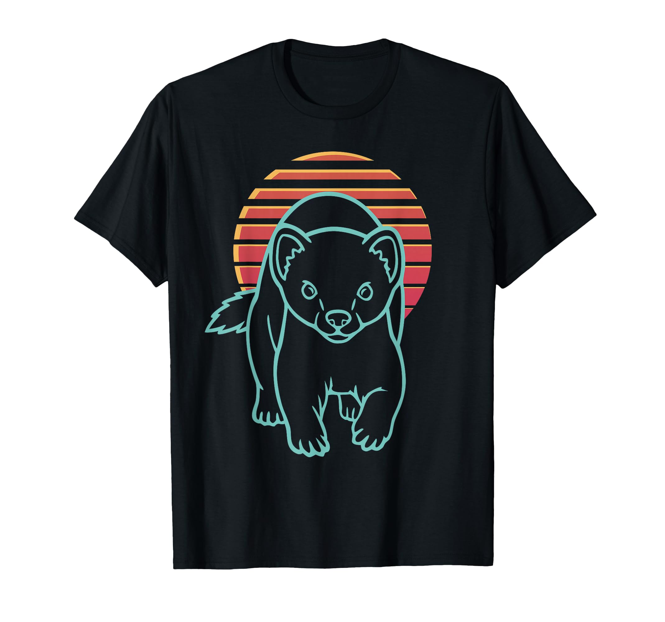 Weasel Lover Animal Synthwave 80S T-Shirt - Fun Novelty Design for Adults - T-Shirt, Sweatshirt, Hoodie