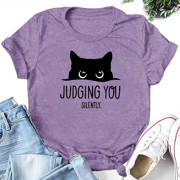Judging You Slilently Cat Print Women Slogan - Adult & Kids T-Shirts, Sweatshirts & Hoodies apparel design preview 2