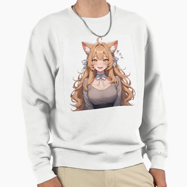 Cute Busty Neko Cat Girl Kawaii Anime Aesthetic - Adult & Kids T-Shirts, Sweatshirts & Hoodies apparel design preview 1