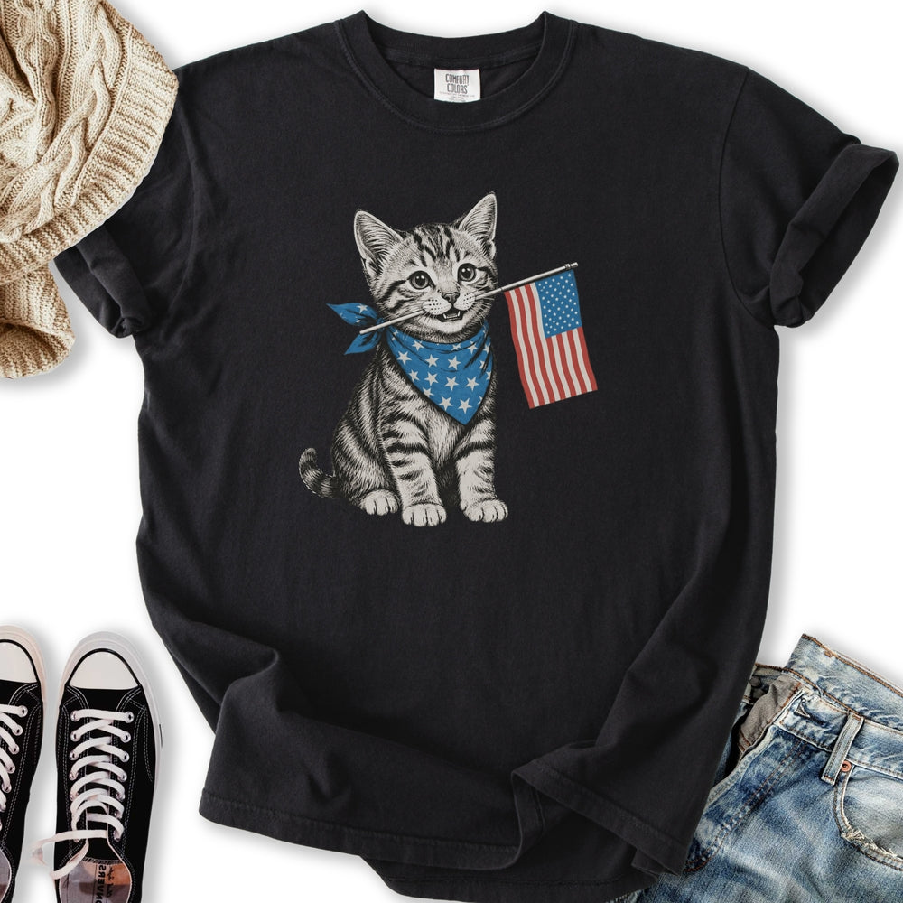 Cute July 4th Tabby - Adult & Kids T-Shirts, Sweatshirts & Hoodies apparel design preview 2