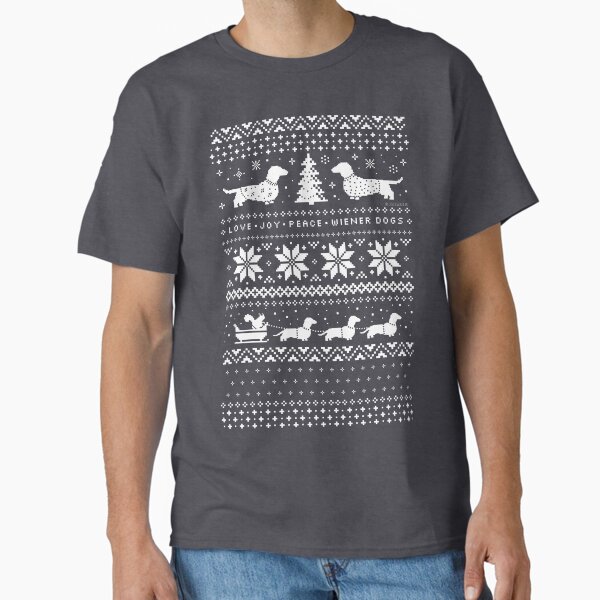 Dachshunds Christmas Sweater Pattern - Adult & Kids T-Shirts, Sweatshirts & Hoodies apparel design preview 1