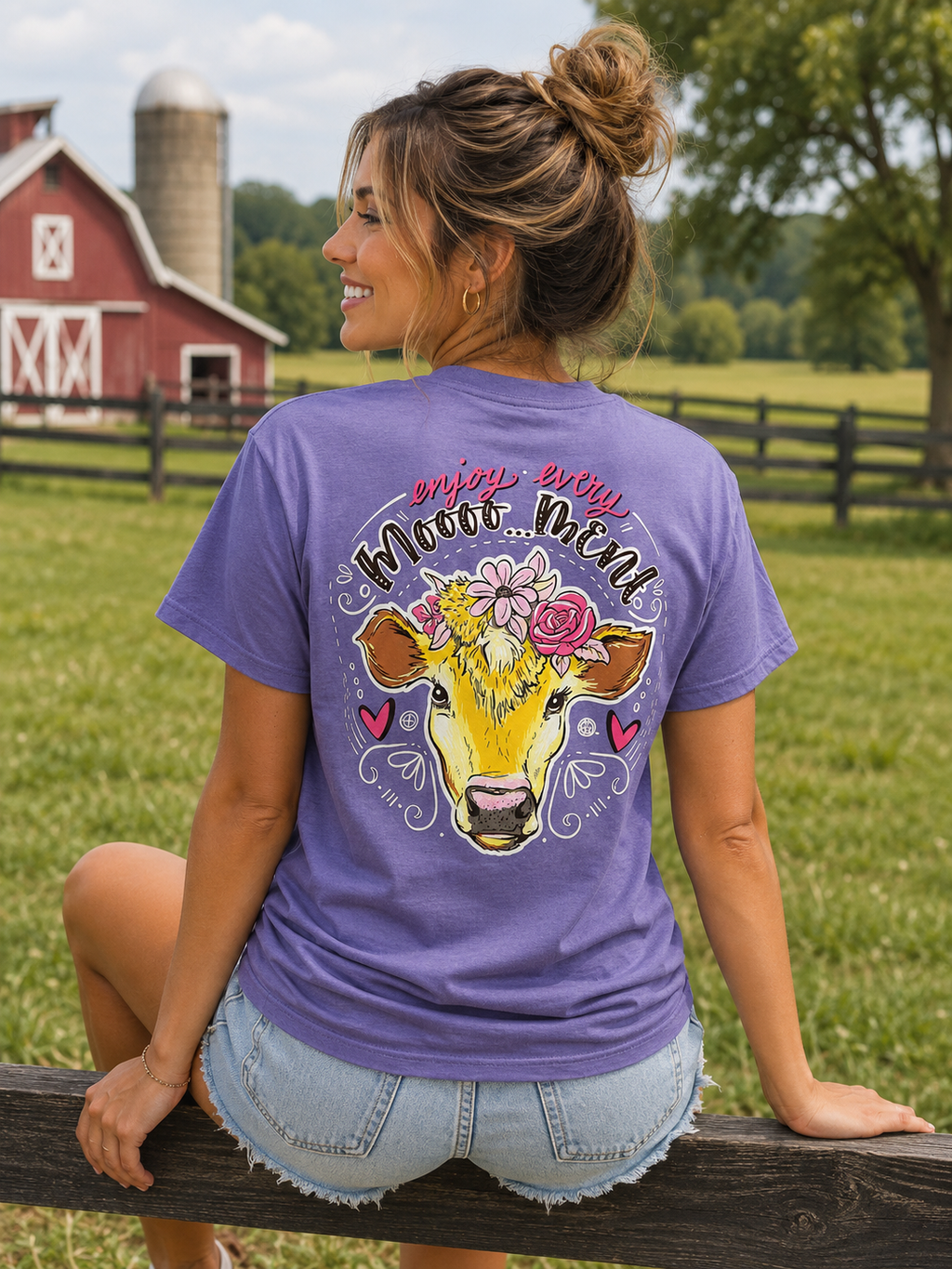 Girlie Girl Originals Enjoy Every Moment Cow - Adult & Kids T-Shirts, Sweatshirts & Hoodies apparel design preview 1