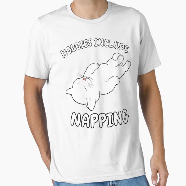 Hobbies Include Napping Sleeping White Cat - Adult & Kids T-Shirts, Sweatshirts & Hoodies apparel design preview 1