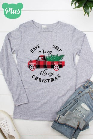 Have Yourself a Merry Little Christmas Plaid Truck - Adult & Kids T-Shirts, Sweatshirts & Hoodies apparel design preview 2