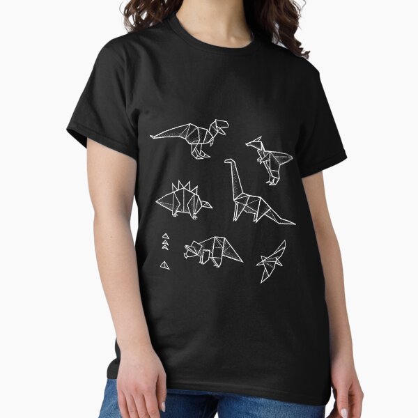 Black and white origami dinosaurs - Adult & Kids T-Shirts, Sweatshirts & Hoodies apparel design preview 1