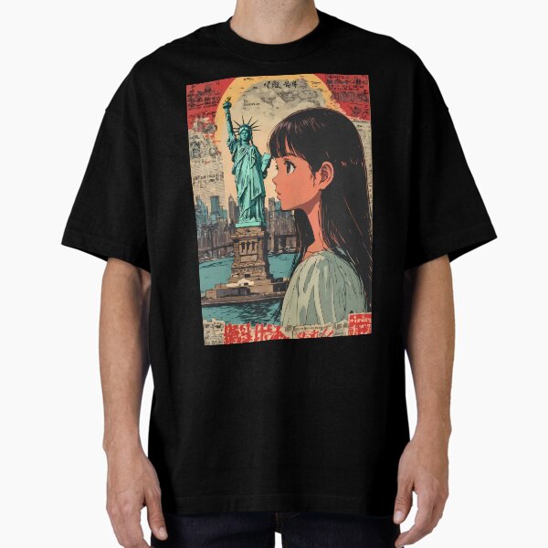 New York Dream Journey Japanese Retro Poster with - Adult & Kids T-Shirts, Sweatshirts & Hoodies apparel design preview 1