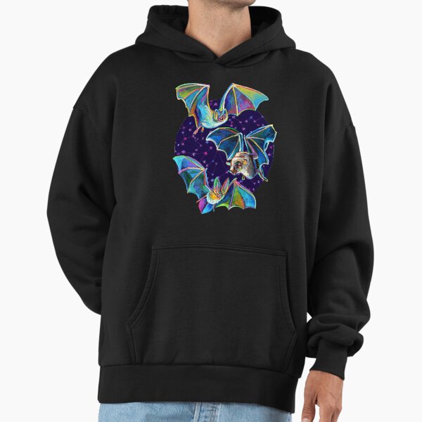 Psychedelic Bat Trio Pattern on Blue - Adult & Kids T-Shirts, Sweatshirts & Hoodies apparel design preview 1
