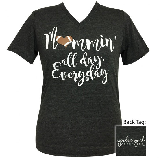 Girlie Girl Preppy Mommin All Day Everyday Football - Adult & Kids T-Shirts, Sweatshirts & Hoodies apparel design preview 1
