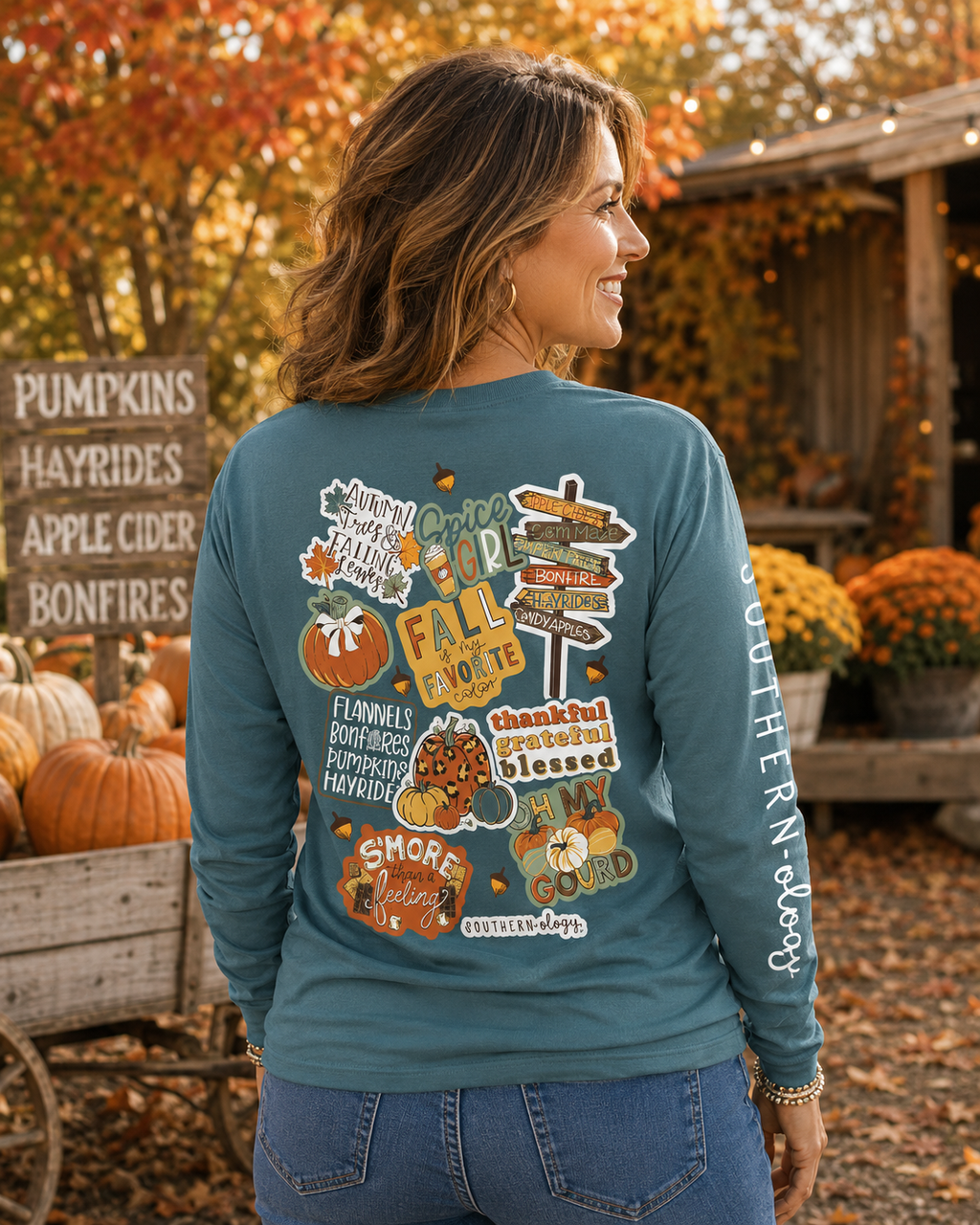 Southernology Decals Pumpkin Fall Comfort Colors - Adult & Kids T-Shirts, Sweatshirts & Hoodies apparel design preview 1