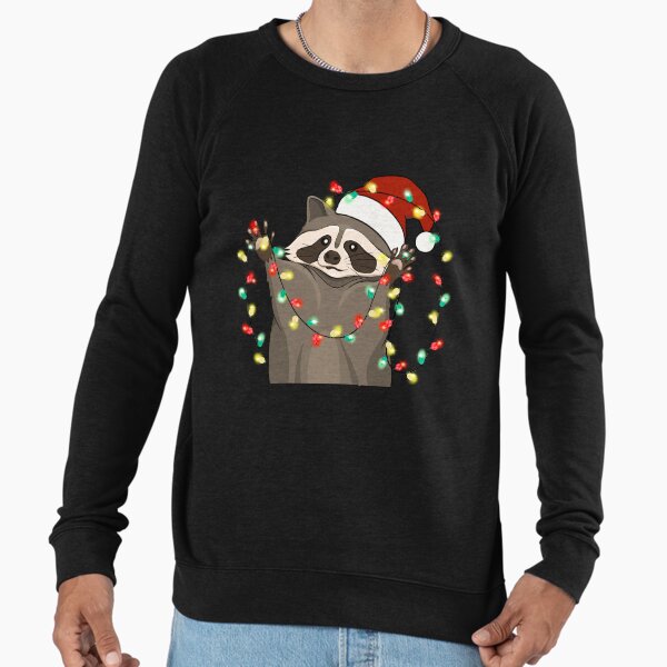 Santa raccoon christmas lights tree Lightweight - Adult & Kids T-Shirts, Sweatshirts & Hoodies apparel design preview 1