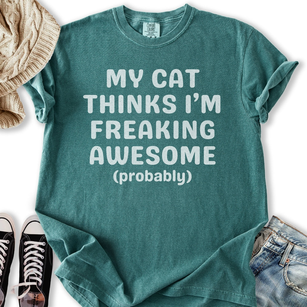 Cat Thinks I'm Awesome - Adult & Kids T-Shirts, Sweatshirts & Hoodies apparel design preview 2