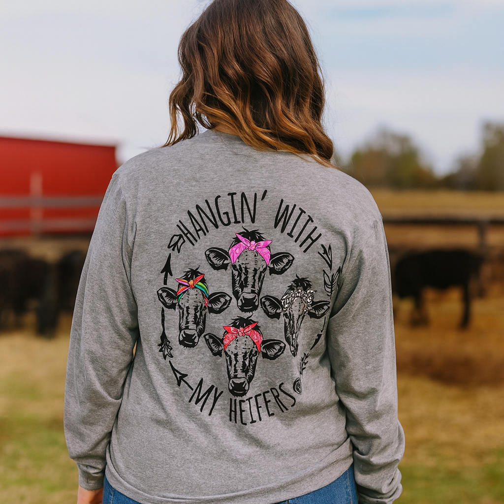 Girlie Girl Originals Preppy Bandana Cows Heifers - Adult & Kids T-Shirts, Sweatshirts & Hoodies apparel design preview 1