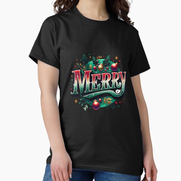 Merry Christmas Vintage Typography Varsity Holiday - Adult & Kids T-Shirts, Sweatshirts & Hoodies apparel design preview 1