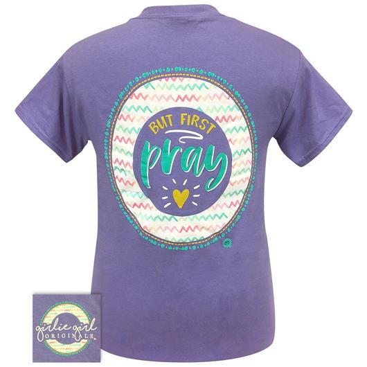 Girlie Girl Originals Preppy But First Pray - Adult & Kids T-Shirts, Sweatshirts & Hoodies apparel design preview 1