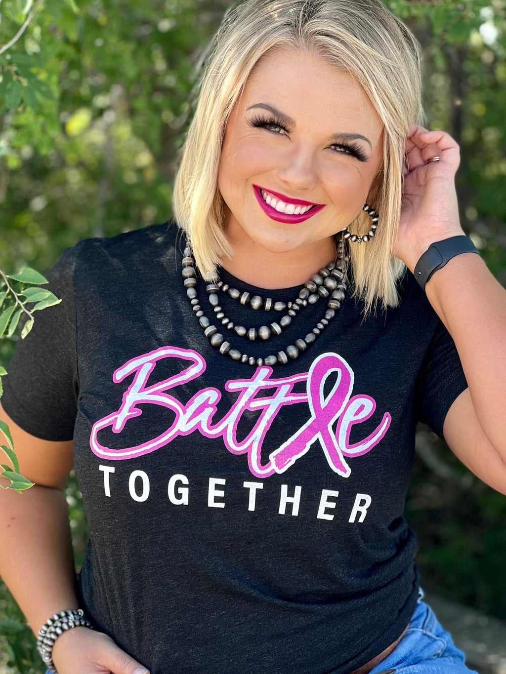 Texas True Threads Battle Together Breast Cancer - Adult & Kids T-Shirts, Sweatshirts & Hoodies apparel design preview 2