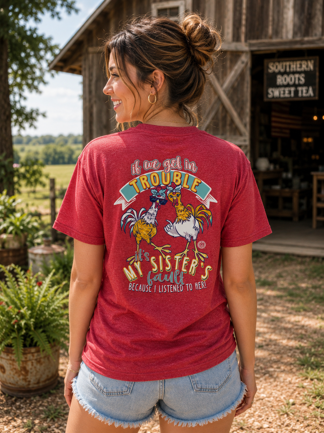 Girlie Girl Originals Trouble Sisters Fault - Adult & Kids T-Shirts, Sweatshirts & Hoodies apparel design preview 1