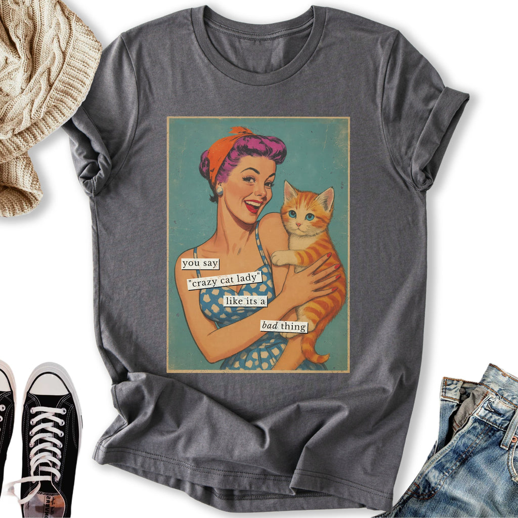 Retro Crazy Cat Lady - Adult & Kids T-Shirts, Sweatshirts & Hoodies apparel design preview 2