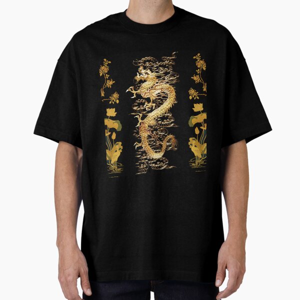 GOLD DRAGON IN BLACK,Egret,Lotus,Green Floral - Adult & Kids T-Shirts, Sweatshirts & Hoodies apparel design preview 1