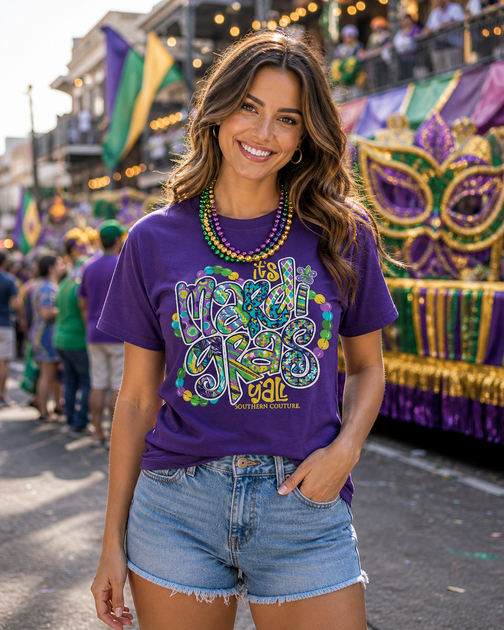 Southern Couture Soft It's Mardi Gras Y'All - Adult & Kids T-Shirts, Sweatshirts & Hoodies apparel design preview 1