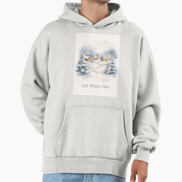 Soft Winter Days Cozy Snow Village Watercolor - Adult & Kids T-Shirts, Sweatshirts & Hoodies apparel design preview 1