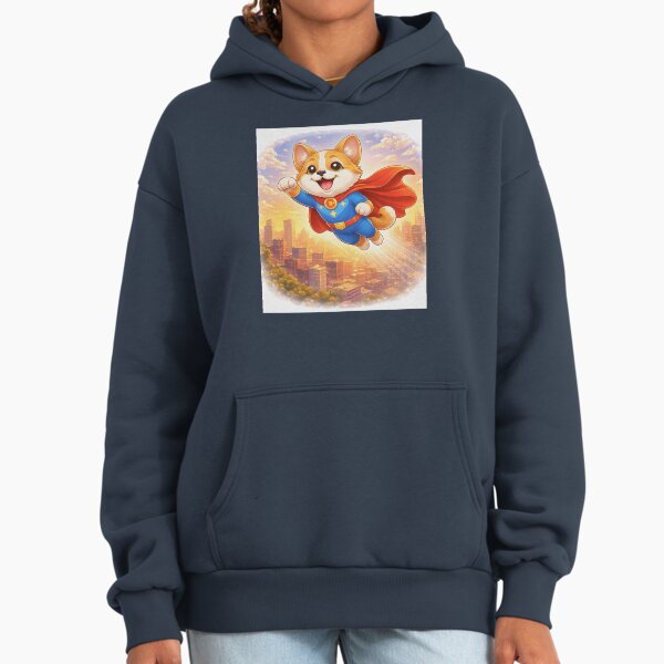 Flying Superhero Dog Over the City Cute Hero in Sky - Adult & Kids T-Shirts, Sweatshirts & Hoodies apparel design preview 1