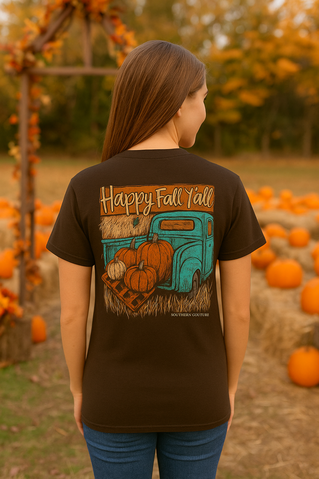Southern Couture Classic Happy Fall Y'all Truck - Adult & Kids T-Shirts, Sweatshirts & Hoodies apparel design preview 1