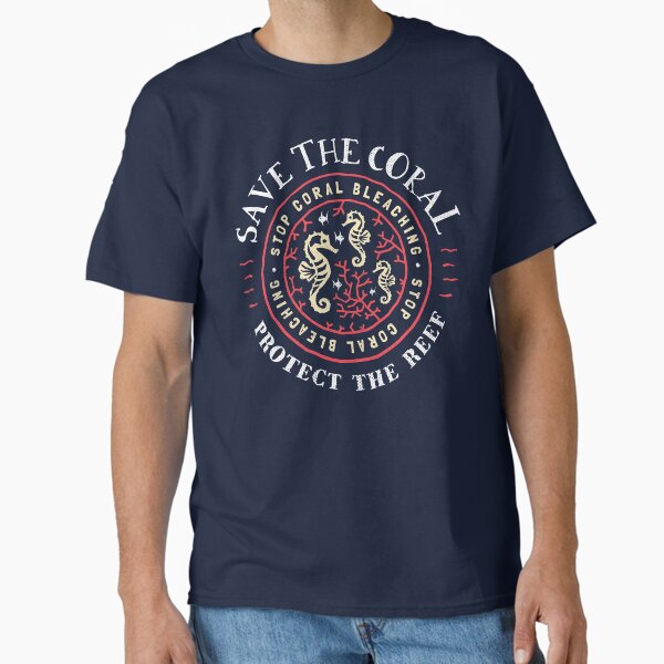 Protect the Coral, Save Reef Rustic Crest Design - Adult & Kids T-Shirts, Sweatshirts & Hoodies apparel design preview 1