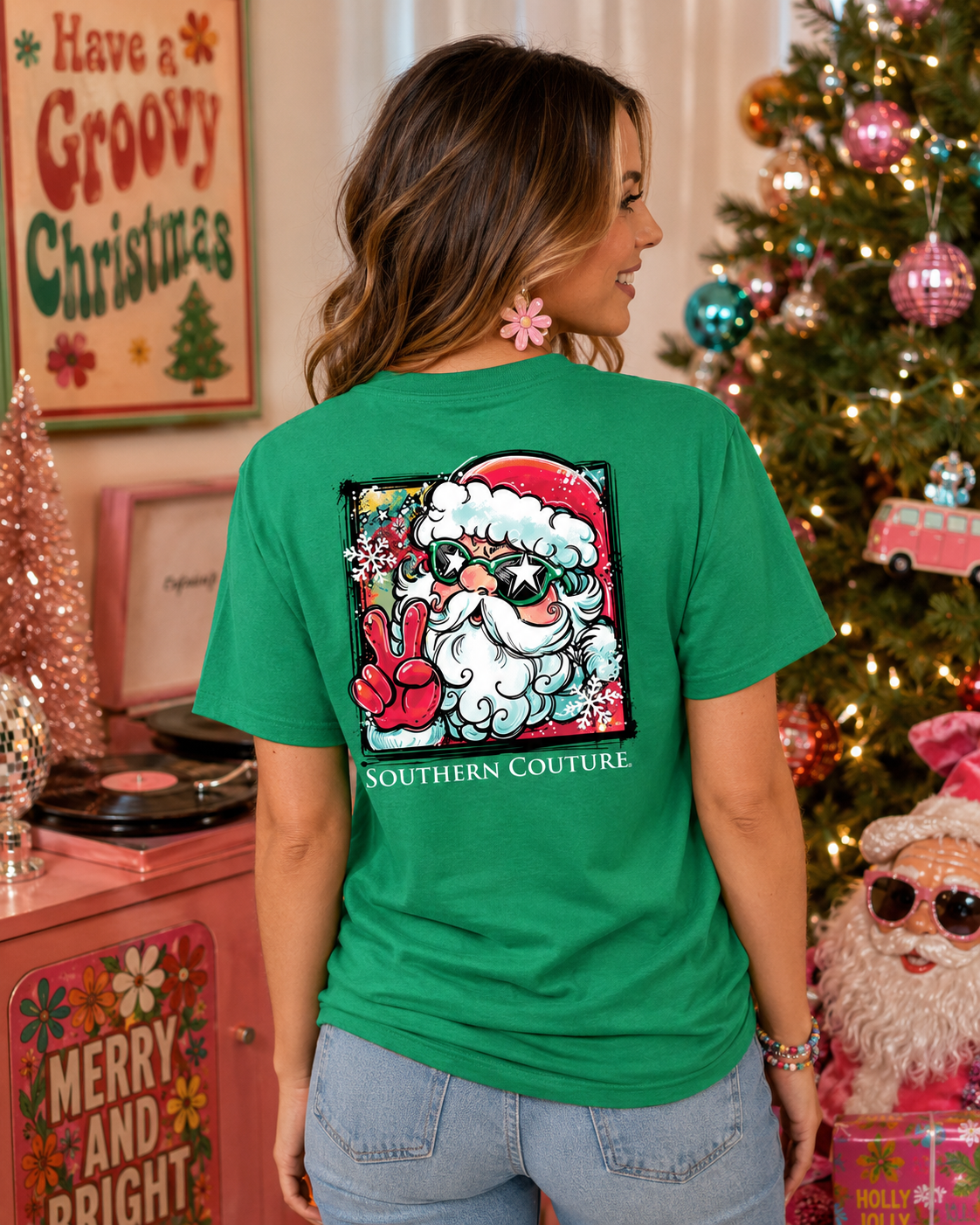 Southern Couture Classic Retro Santa Holiday - Adult & Kids T-Shirts, Sweatshirts & Hoodies apparel design preview 1
