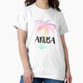Aruba Watercolor Palm Tree Tropical Calligraphy - Adult & Kids T-Shirts, Sweatshirts & Hoodies apparel design preview 1