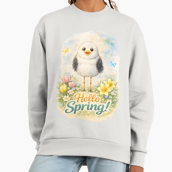Cute Spring Bird Hello Watercolor Illustration - Adult & Kids T-Shirts, Sweatshirts & Hoodies apparel design preview 1