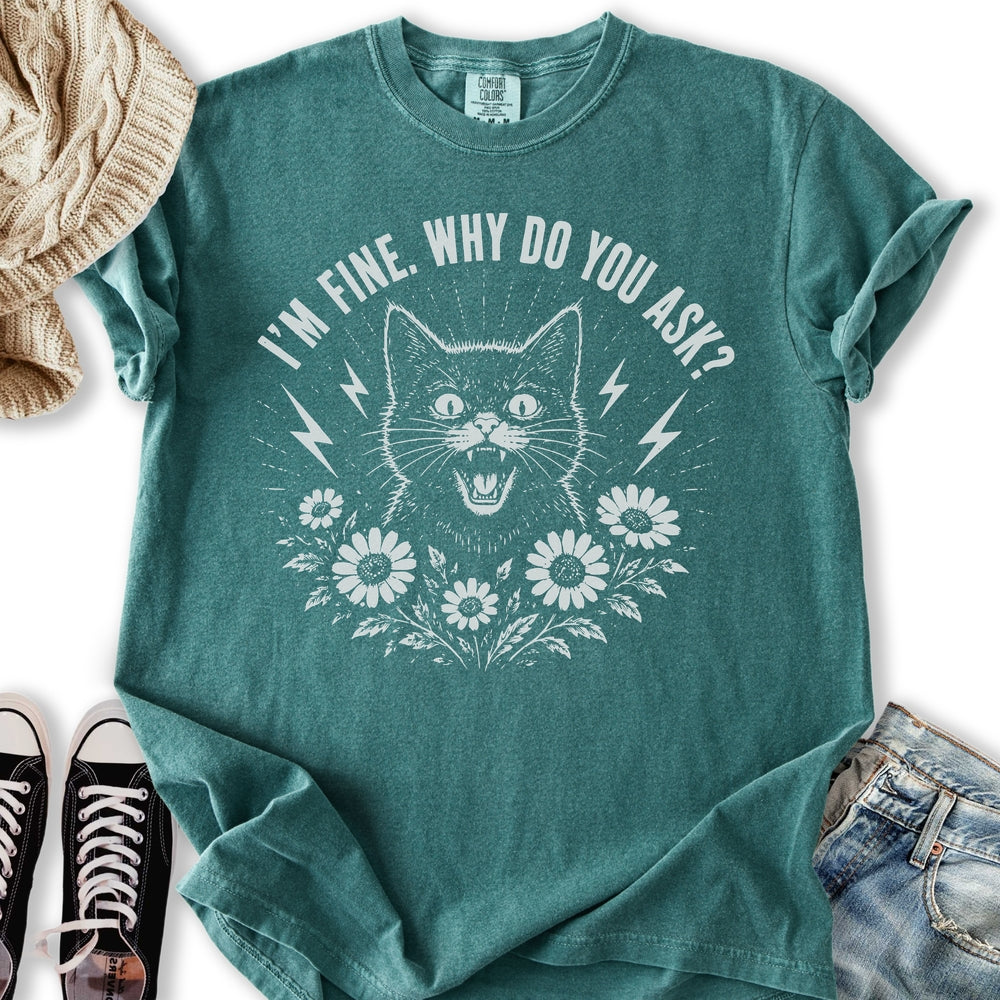 I'm Fine Black Cat - Adult & Kids T-Shirts, Sweatshirts & Hoodies apparel design preview 2