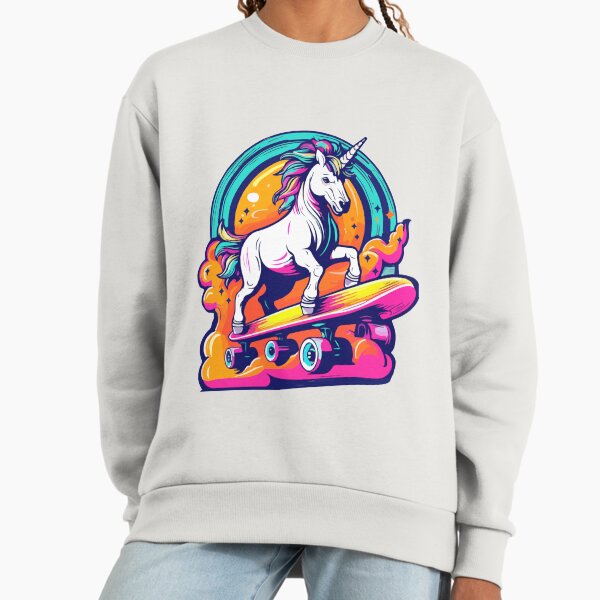 Unicorn skateboarding neon color - Adult & Kids T-Shirts, Sweatshirts & Hoodies apparel design preview 1
