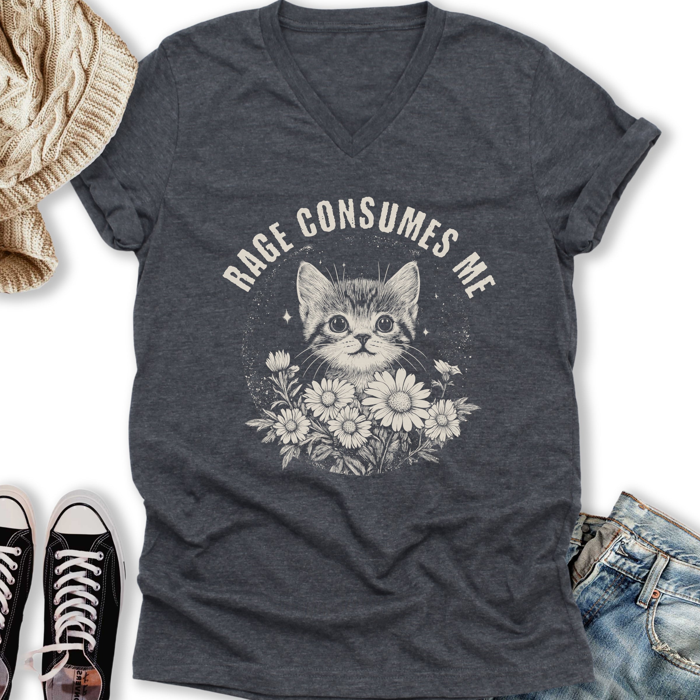 Rage Consumes Me V-Neck - Adult & Kids T-Shirts, Sweatshirts & Hoodies apparel design preview 2