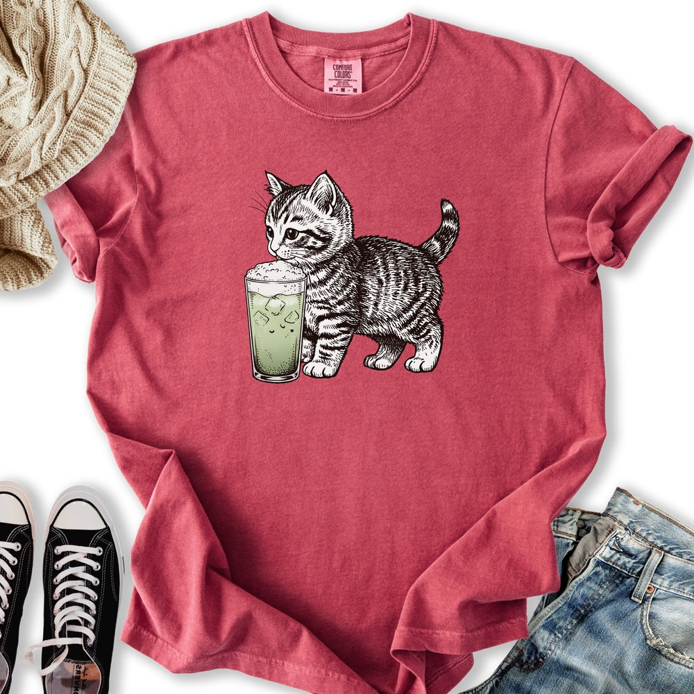 Kitten with Matcha - Adult & Kids T-Shirts, Sweatshirts & Hoodies apparel design preview 2