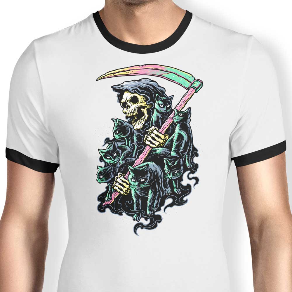 7 Deadly Cats Ringer - Adult & Kids T-Shirts, Sweatshirts & Hoodies apparel design preview 1