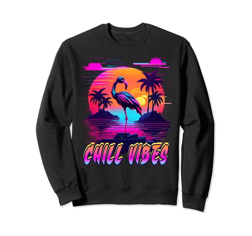 Cyberpunk Flamiingo Futuristic Outrun Sweatshirt - Graphic Print Unisex - T-Shirt, Sweatshirt, Hoodie