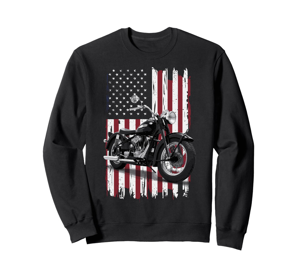 Patriotic Motorcycle Usa Flag Biker Sweatshirt - Trendy Graphic for Adults - T-Shirt, Sweatshirt, Hoodie