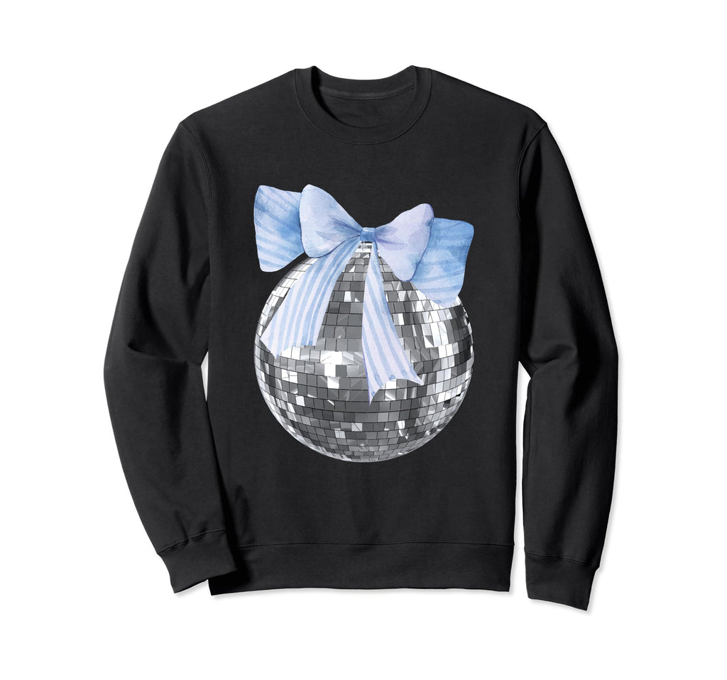 Disco Ball Blue Bow Coquette Girly Sweatshirt - Graphic Print Unisex - T-Shirt, Sweatshirt, Hoodie