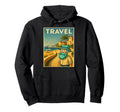 Travel Cartoon Tourist Seashore Ocean Hoodie - Fun Novelty Design Men Women - T-Shirt, Sweatshirt, Hoodie