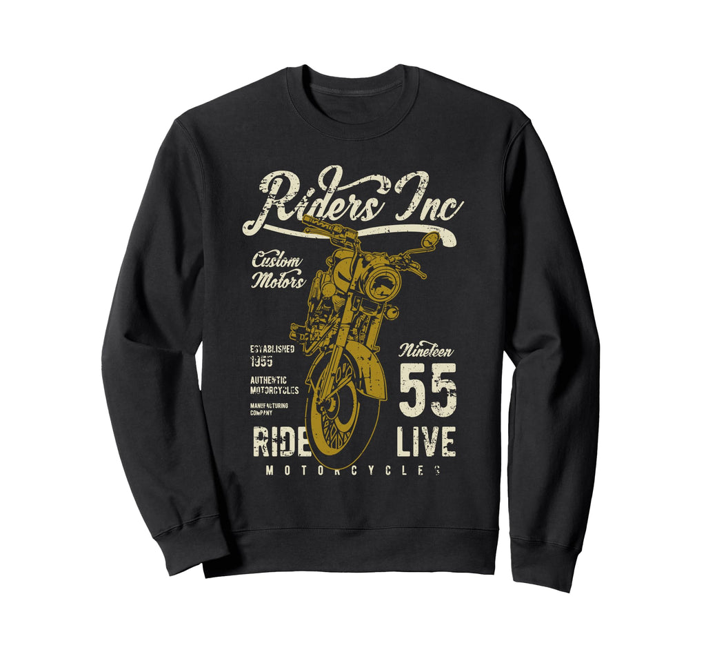 Riders Inc 1955 Motorcycle Distressed Sweatshirt - Trendy Graphic Unisex - T-Shirt, Sweatshirt, Hoodie