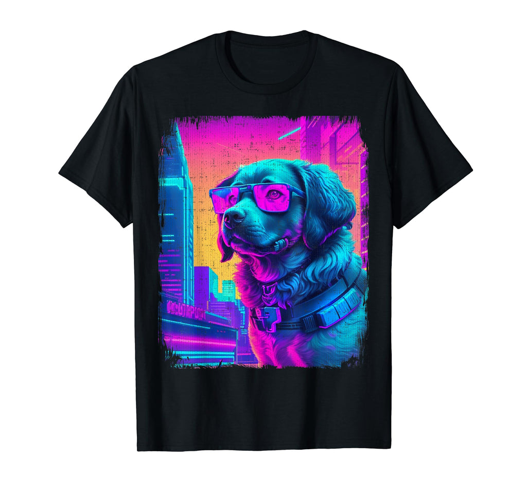Newfypoo Dog Cyber Vaporwave 80S T-Shirt - Minimalist Print Unisex - T-Shirt, Sweatshirt, Hoodie