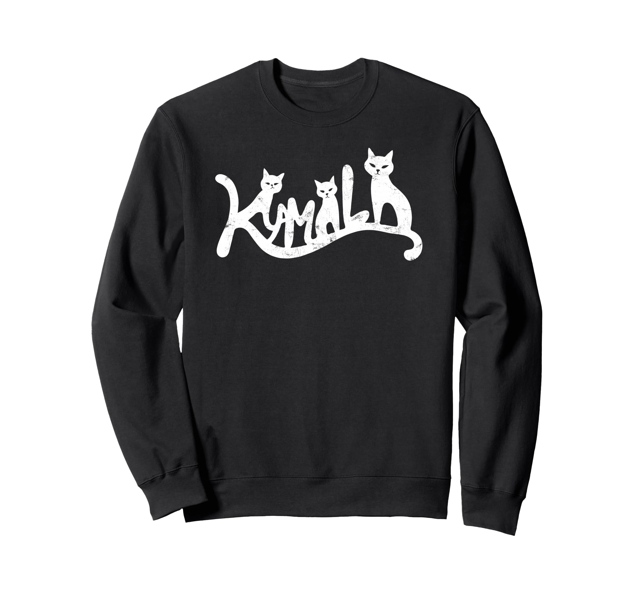 Kamala Cat Typography Distressed Sweatshirt - Graphic Print Unisex - T-Shirt, Sweatshirt, Hoodie