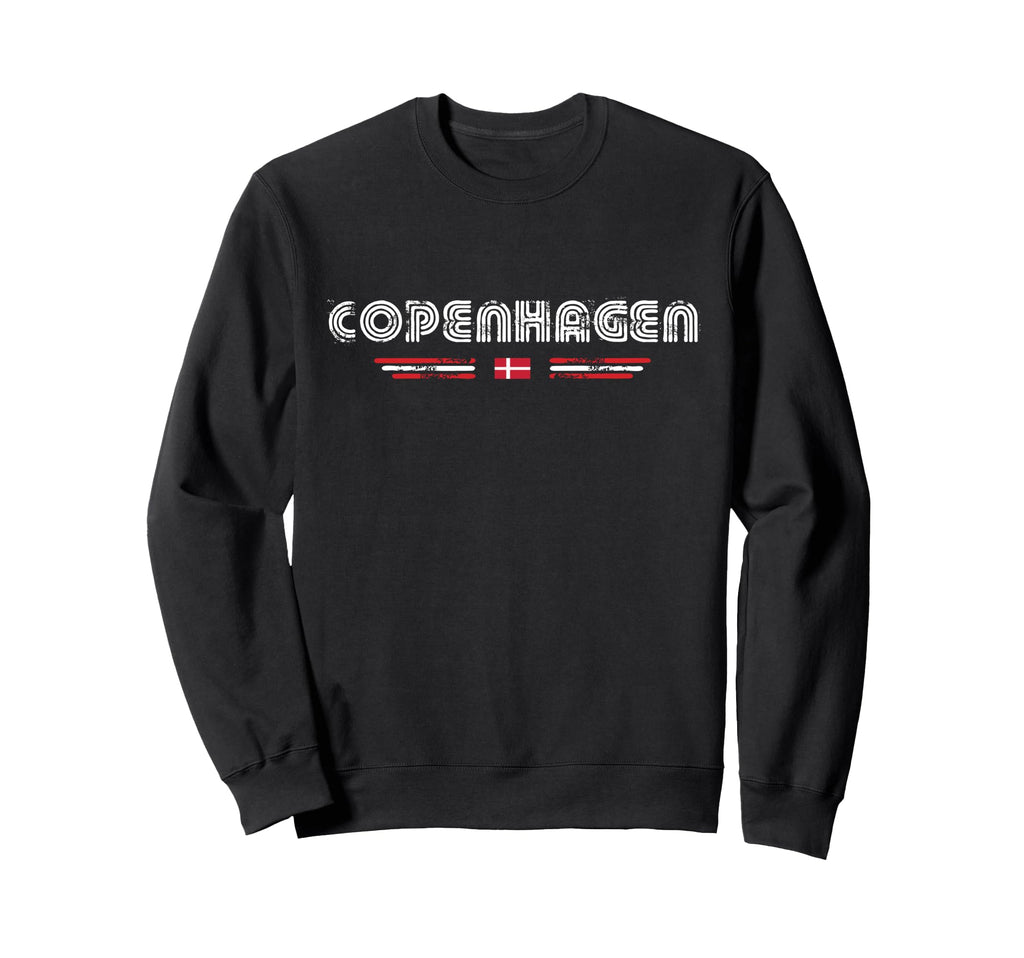 Copenhagen Denmark 70S 80S Type Flag Sweatshirt - Novelty Apparel Unisex - T-Shirt, Sweatshirt, Hoodie